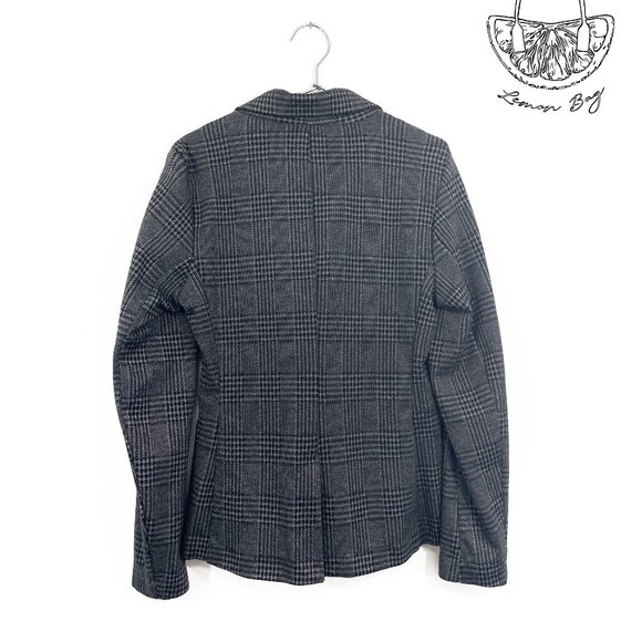 Love Tree / Double Breasted Plaid Blazer / Plaid Grey Black / Size S - Picture 4 of 6